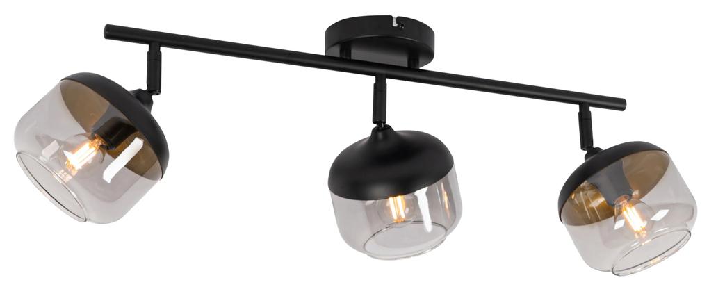 Design Spot / Opbouwspot / Plafondspot zwart met goud en smoke glas 3-lichts - Kyan Design E14 Binnenverlichting Lamp