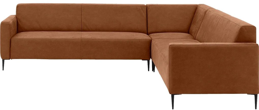 Goossens  Key West cognac, micro leer, 3-zits, modern design