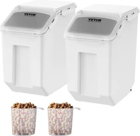VEVOR Mottenbestendige opbergdozen Keuken Opbergdoos 15 L x 2, Zichtbare PP Opbergdoos met Deksel en Wielen, Luchtdichte Container voor Rijst, Bloem, Suiker, Peulvruchten, Noten, Dierenvoer