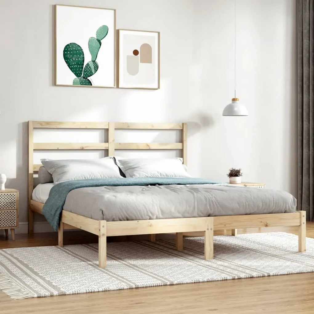 vidaXL Bedframe massief grenenhout 140x190 cm