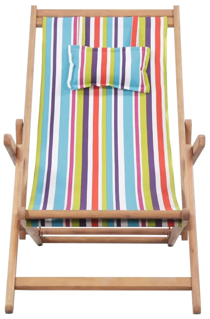vidaXL Strandstoel inklapbaar stof en houten frame meerkleurig