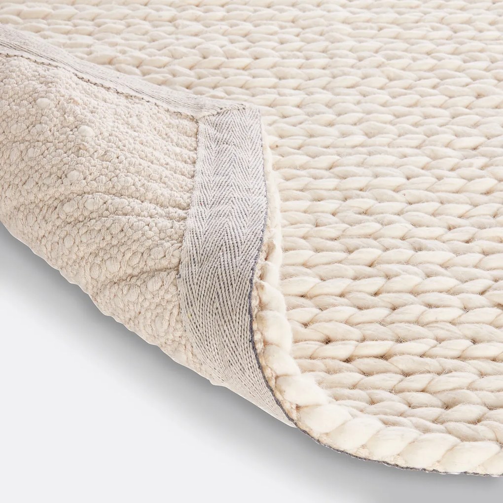 Vierkant wollen vloerkleed met tricot effect, Diano