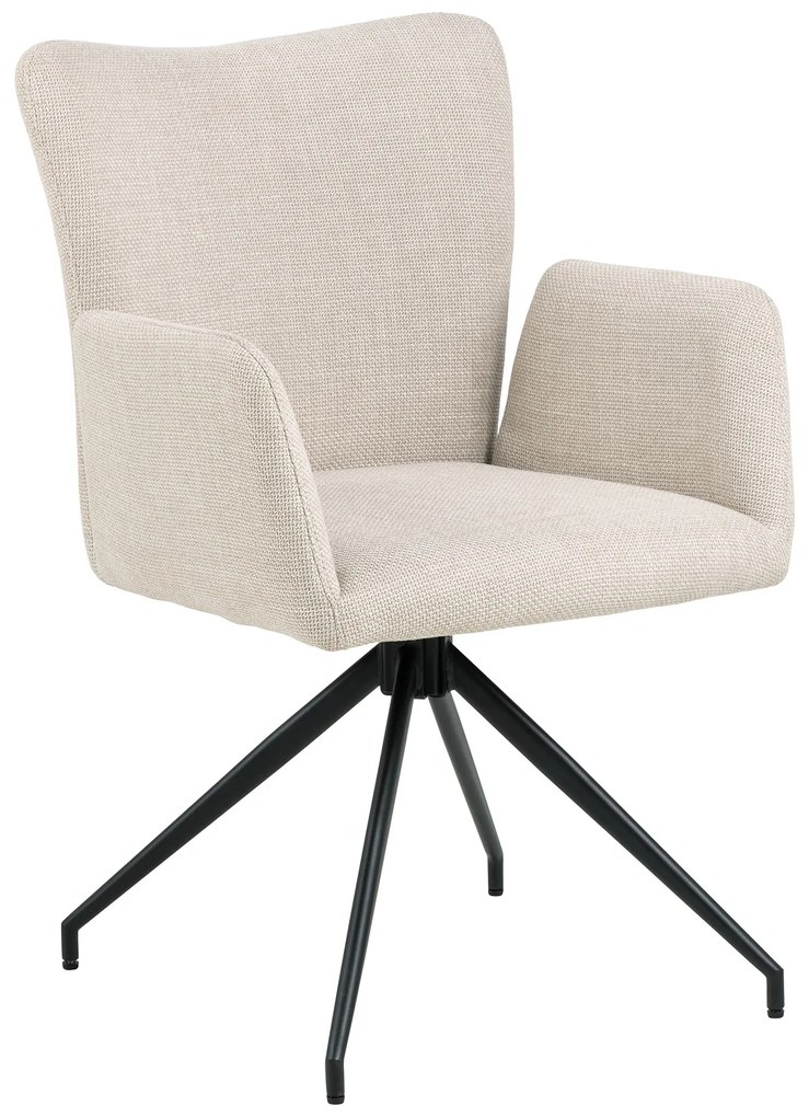 SARETTA Beige (stof Basel 24) - MODERNE GESTOFFEERDE DRAAISTOEL VOOR WOONKAMER/EETAMER/LOFT KANTOOR