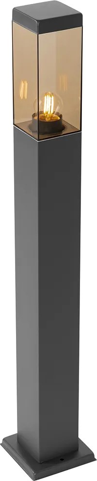 Smart buitenlamp paal donkergrijs met smoke 80 cm incl. Wifi P45 - Malios