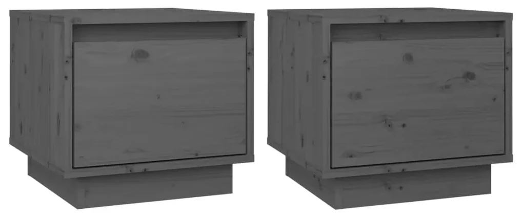 vidaXL Nachtkastjes 2 st 35x34x32 cm massief grenenhout grijs
