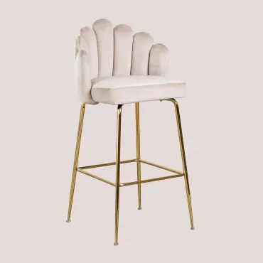 Verpakking Van 2 Hoge Krukken In Markina Fluweel Beige – Crème & ↑75 Cm - Sklum