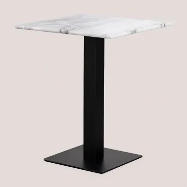 Vierkante Bar Tafel Van Livanto Marmer Wit Marmer & ↔︎ 60 Cm & Zwart - Sklum