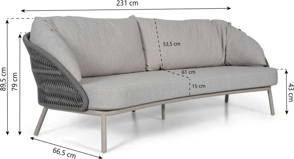 Stoel en Bank Loungeset 4 personen Rope Zand/Beige  Santika Furniture Santika