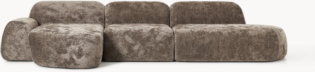 Modulaire teddy-bouclé hoekbank Wolke (4-zits) met chaise-longue