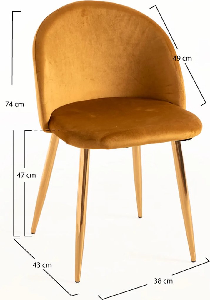 Set 4 Vint Fluwelen Golden Stoelen