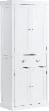 VEVOR 183 cm keukenkast, bijkeukenkasten met deuren, lade en 3 verstelbare planken, voedselbuffetkasten voor keuken, woonkamer, eetkamer, wasruimte, wit