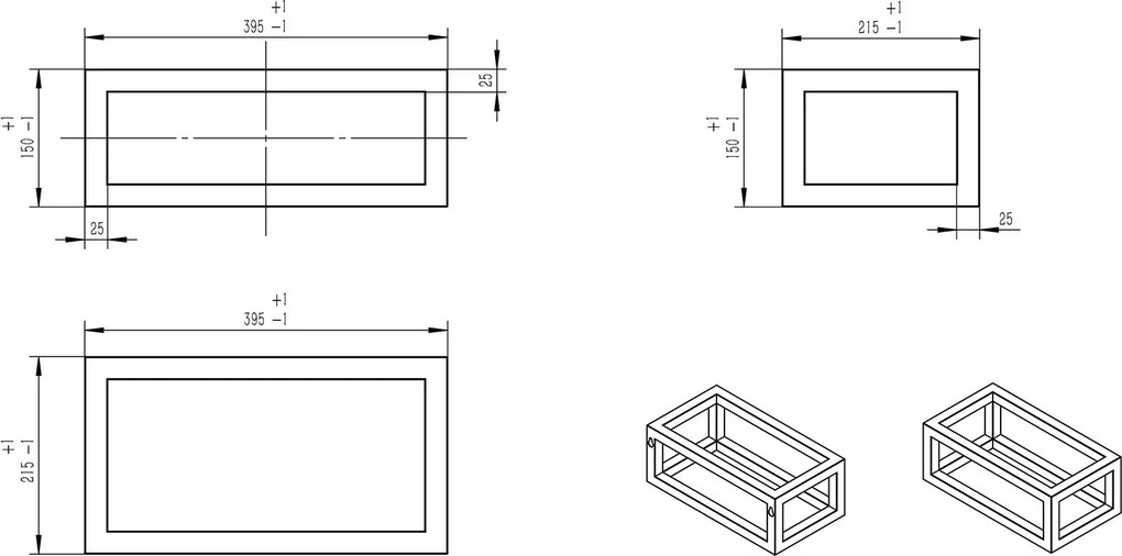 Mueller Black frame voor fontein 40x22cm zwart mat