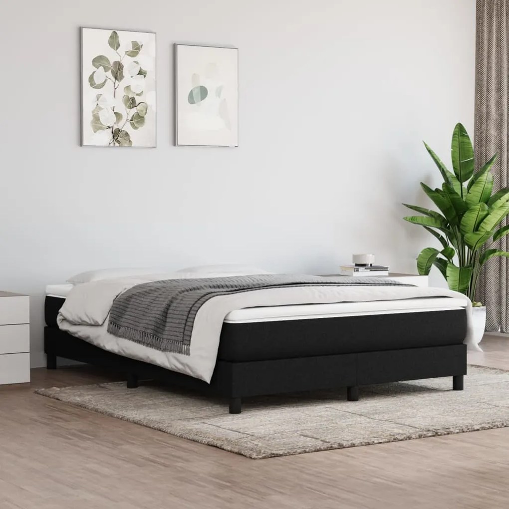 vidaXL Bedframe zonder matras stof zwart 140x200 cm