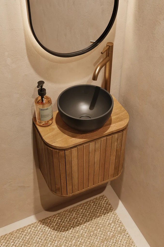 Livli Estrela toiletmeubel 40cm ribbelfront met mat zwarte waskom