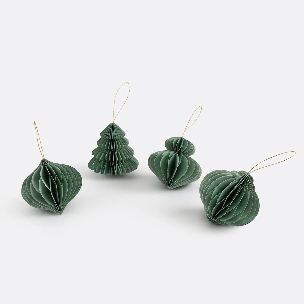 Set van 4 papieren kerstdecoraties, Caspar