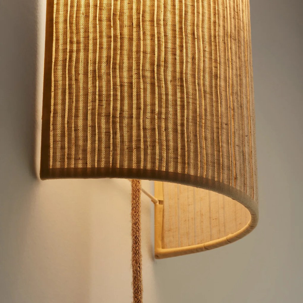 Wandlamp in geplooid linnen H25 cm, Jakoma