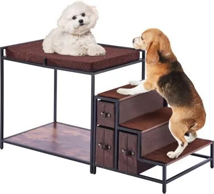 VEVOR Stapelbed voor huisdieren met trap, vensterbank voor honden/katten met opbergruimte, bed met meerdere niveaus, hondensofa, zitplatform voor middelgrote huisdieren, 1245 x 500 x 660 mm