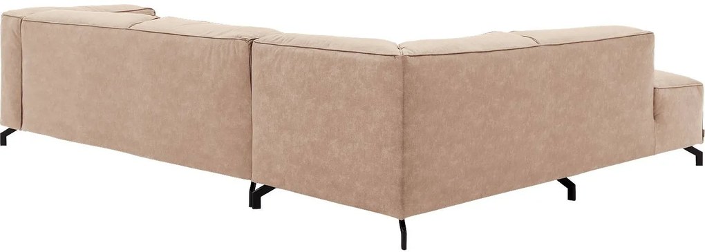 Goossens Bank Calvin beige, micro leer, 3,5-zits, modern design met ligelement links
