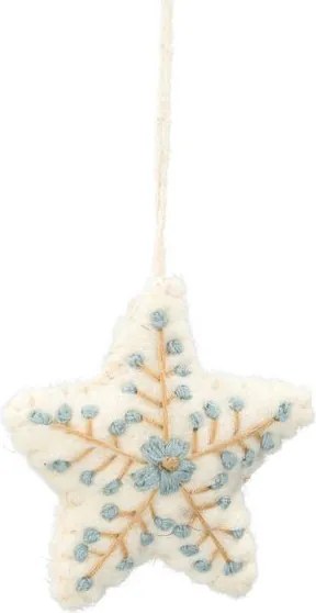Hanger, vilt, witte ster met bloem, geborduurd
