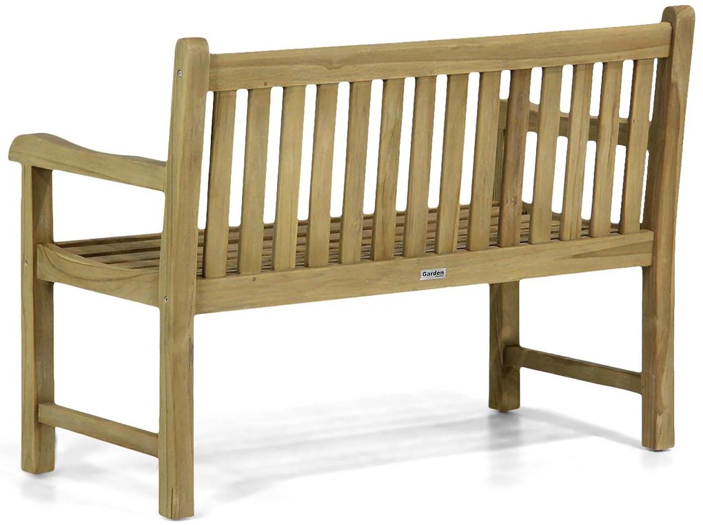 Tuinbank  teak 120 cm incl. kussen antraciet Teak Old teak greywash Garden Collections Preston  incl. kussen antraciet