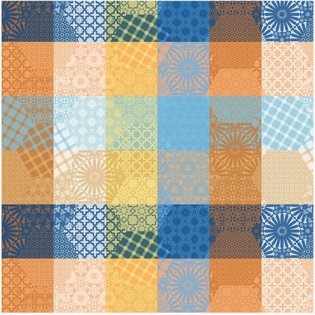 Jacquard katoenen tafelkleed Mille Zelliges Caliente