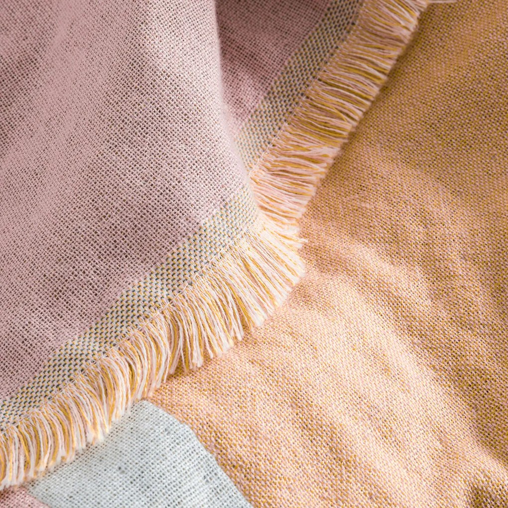 Gedessineerde jacquard plaid met franje aan de randen, LIZ