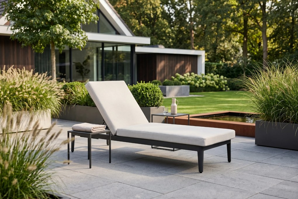 Lifestyle Garden Furniture Mateo Ligbed Met Kussen Antraciet/soft Grey Aluminium Grijs