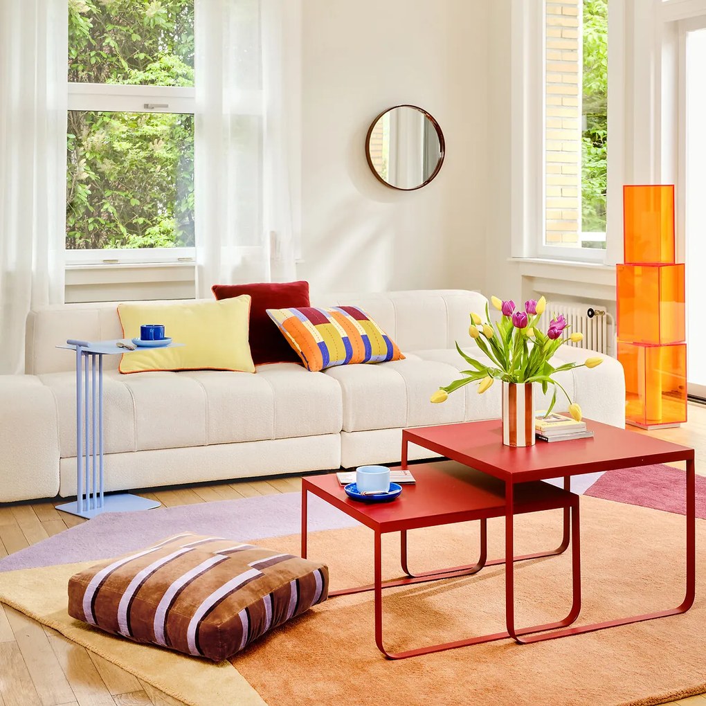 Rechte sofa, 5 zits, 4 in 1, in fijne bouclé stof, FANO