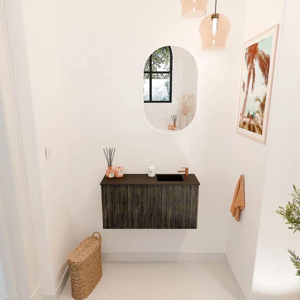 Mondiaz Joya 80cm toiletmeubel shadow met wastafel faye rechts 1 kraangat urban
