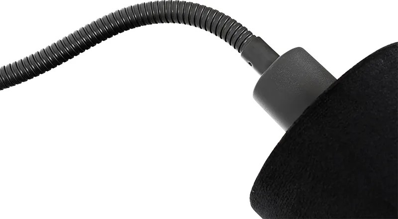 Wandlamp zwart met kap zwart schakelaar en flex arm - Merwe