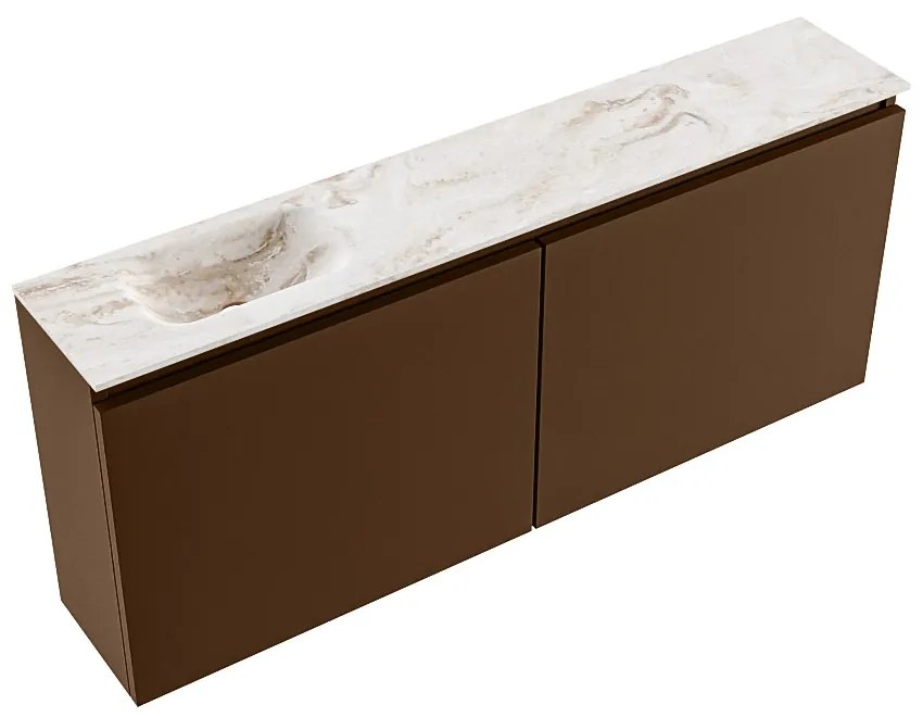 Mondiaz Ture DLux toiletmeubel 120cm rust met wastafel frappe links zonder kraangat