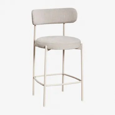 Anisa 65cm Hoge Kruk Met Gestoffeerde Rugleuning Tapioca Beige & Stof Chenille Gebroken Wit - Sklum
