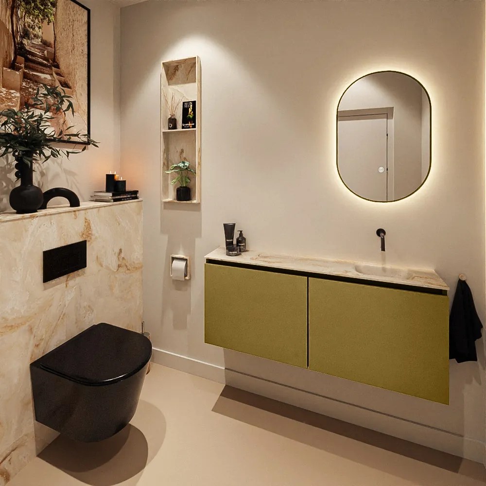 Mondiaz Ture DLux toiletmeubel 120cm oro met wastafel frappe rechts zonder kraangat