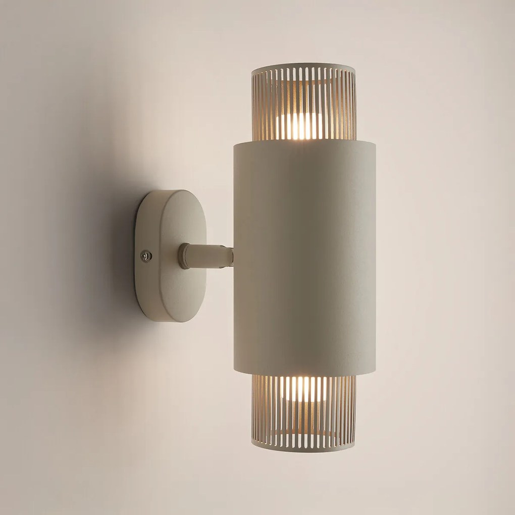 Dubbele wandlamp, scharnierend, in ijzer en opaline glas, Leila