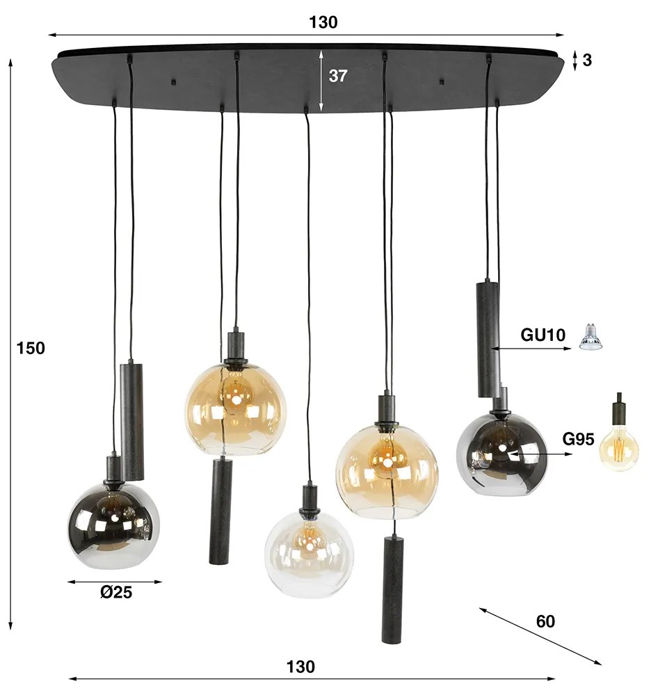 Hanglamp Met Bolvormige Glazen