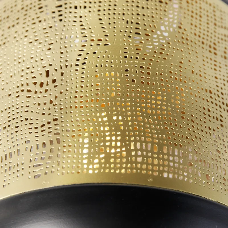Vintage plafondlamp zwart met messing - Kayleigh Industriele / Industrie / Industrial E27 rond Binnenverlichting Lamp
