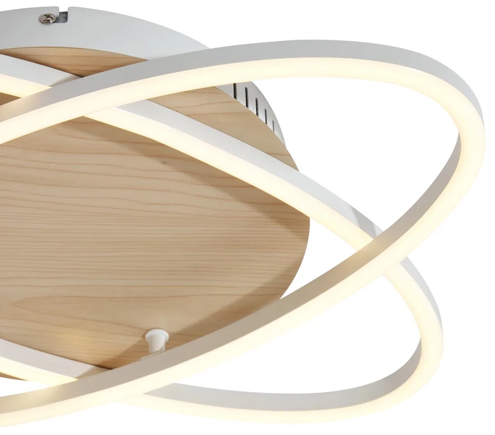 Plafondlamp wit met hout incl. LED 3-staps dimbaar 2-lichts - Kane Modern rond Binnenverlichting Lamp