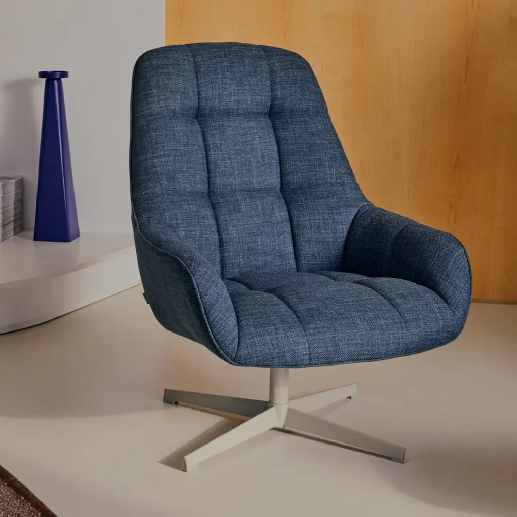 Kave Home Jaspe Moderne Draaifauteuil Blauw