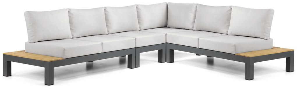 Loungeset 6 personen Aluminium/Teak Grijs Lifestyle Garden Furniture Vittoria