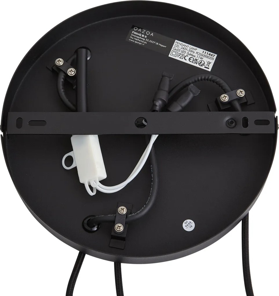 Moderne hanglamp zwart met ronde kap 3-lichts - Concerto