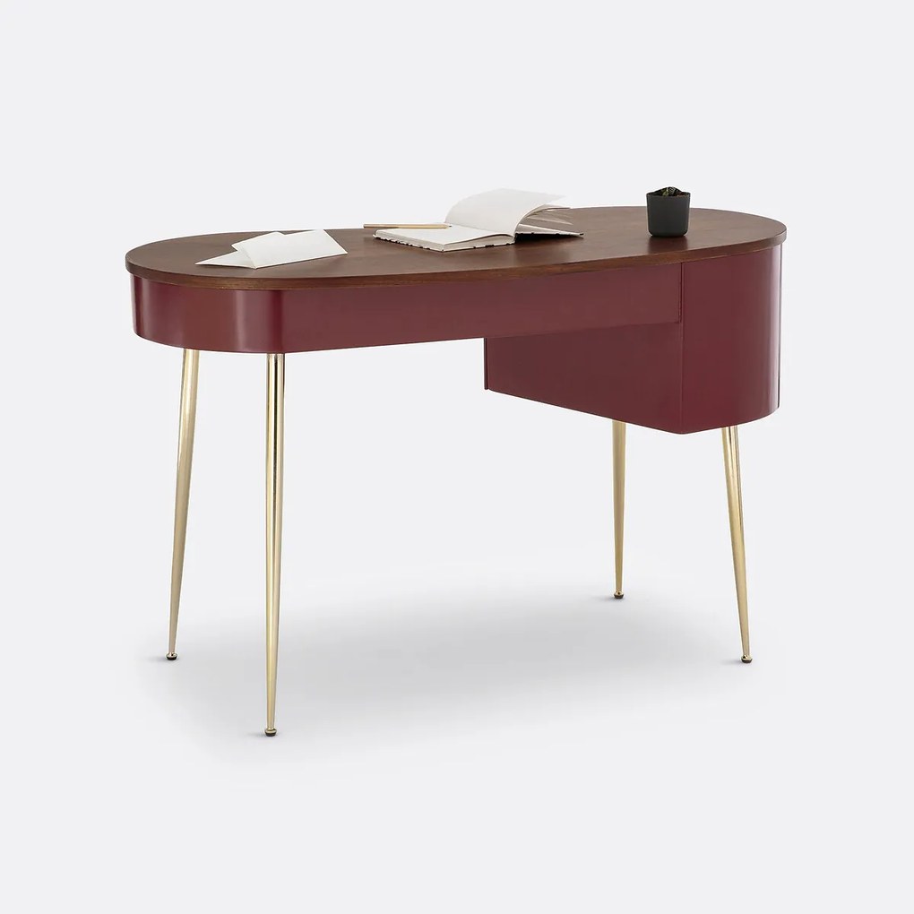 vintage bureau met laagje notelaar, Topim