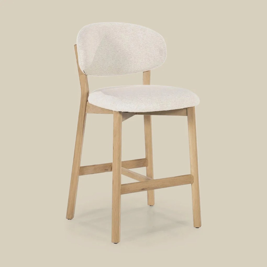 Luxe Barstoel Eiken En Beige Stof