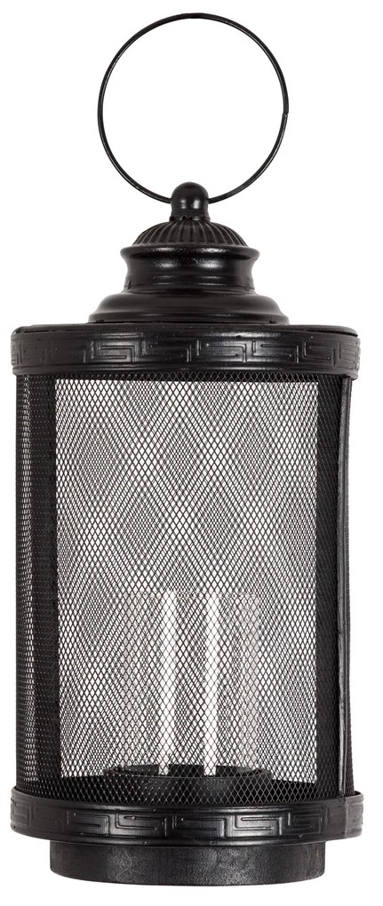 Windlicht Mythic S – lantaarn zwart staal & glas 39 cm