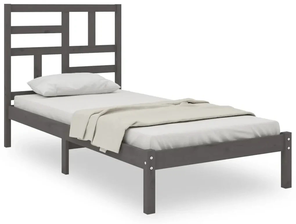 vidaXL Bedframe massief hout grijs 90x200 cm