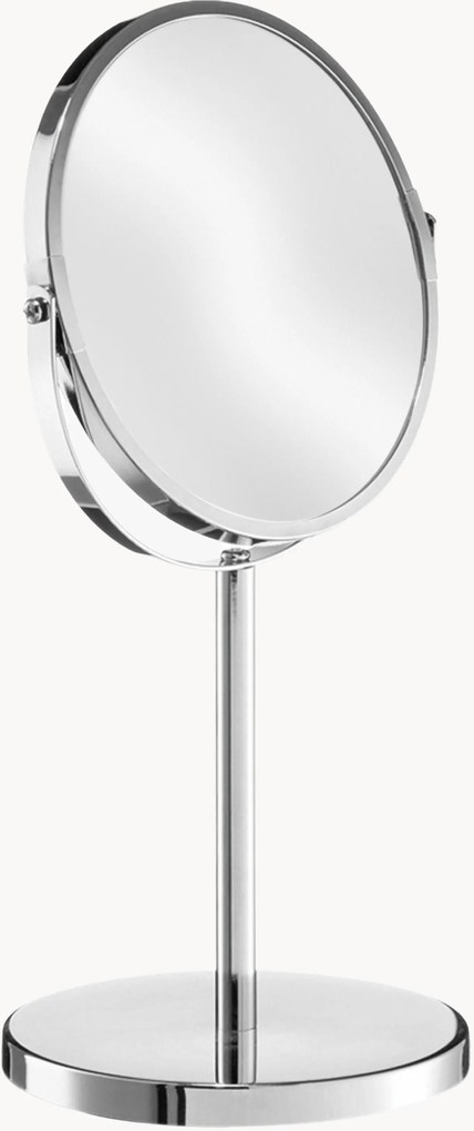 Ronde make-upspiegel Flip met vergrootglas en metalen voet