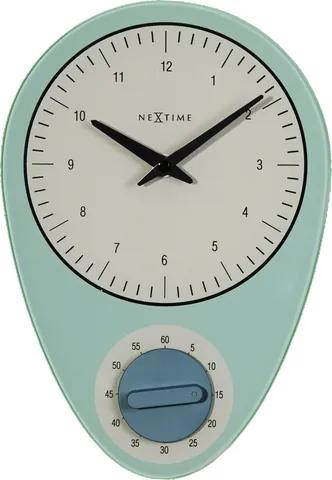 Wandklok 28x19cm 'Hans', blauw met timer