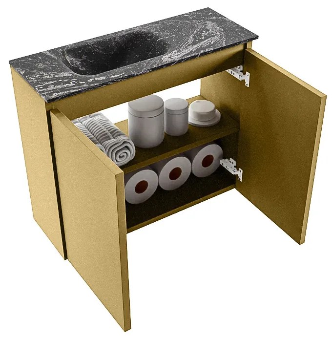 Mondiaz Ture DLux toiletmeubel 60cm oro met wastafel lava links met kraangat