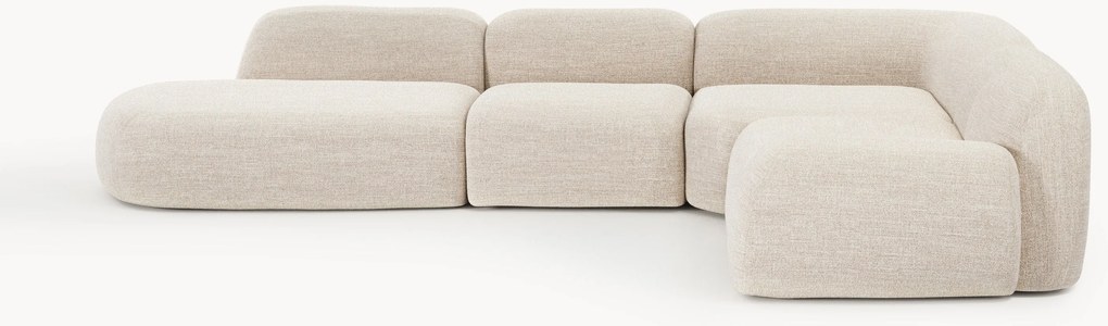 Modulaire bouclé XL hoekbank Wolke met chaise longue