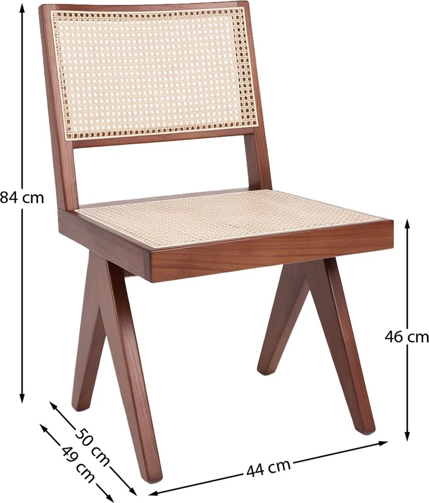 Walnoot Stoel Met Rotan Webbing
