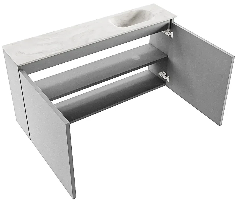 Mondiaz Ture DLux toiletmeubel 100cm plata met wastafel ostra rechts zonder kraangat